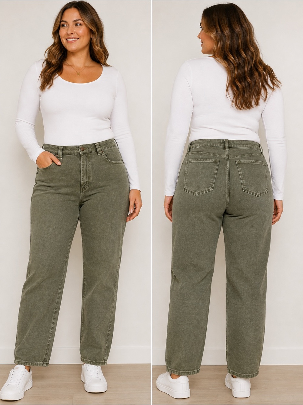 KanCan 13/30 Olive Green High Rise Straight Leg Jeans